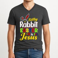Silly Rabbit Easter Is For Jesus Funny Easter V-Neck T-Shirt