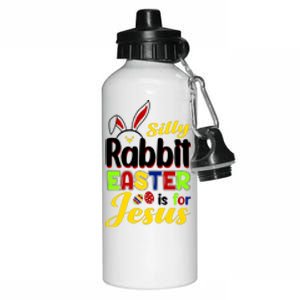 Silly Rabbit Easter Is For Jesus Funny Easter Aluminum Water Bottle