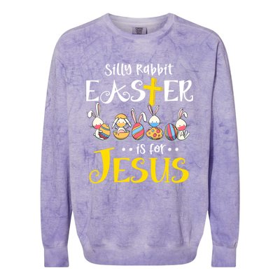 Silly Rabbit Easter Is For Jesus Bunny Face Mask Quarantined Gift Colorblast Crewneck Sweatshirt