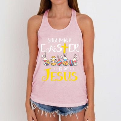 Silly Rabbit Easter Is For Jesus Bunny Face Mask Quarantined Gift Women's Knotted Racerback Tank