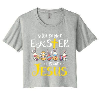 Silly Rabbit Easter Is For Jesus Bunny Face Mask Quarantined Gift Women's Crop Top Tee