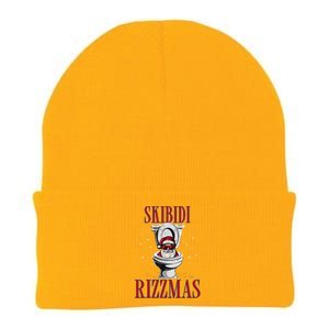 Skibid.I Rizzmas Funny Santa Toilet White Elephant Christmas Knit Cap Winter Beanie