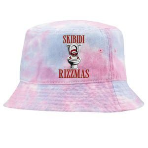 Skibid.I Rizzmas Funny Santa Toilet White Elephant Christmas Tie-Dyed Bucket Hat