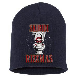 Skibid.I Rizzmas Funny Santa Toilet White Elephant Christmas Short Acrylic Beanie