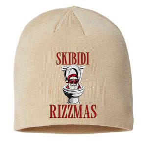 Skibid.I Rizzmas Funny Santa Toilet White Elephant Christmas Sustainable Beanie