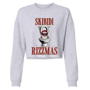 Skibid.I Rizzmas Funny Santa Toilet White Elephant Christmas Cropped Pullover Crew