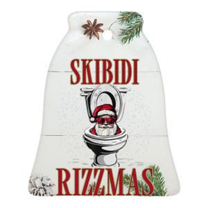 Skibid.I Rizzmas Funny Santa Toilet White Elephant Christmas Ceramic Bell Ornament