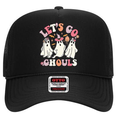 Spooky Retro Floral Ghost Costume for a Groovy Halloween High Crown Mesh Back Trucker Hat