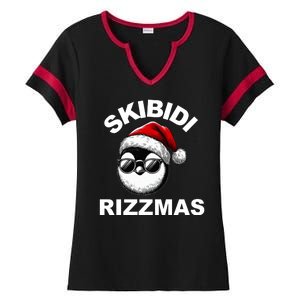 Skibidi Rizzmas Funny Christmas Penguin Ladies Halftime Notch Neck Tee