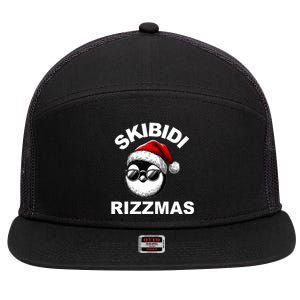 Skibidi Rizzmas Funny Christmas Penguin 7 Panel Mesh Trucker Snapback Hat