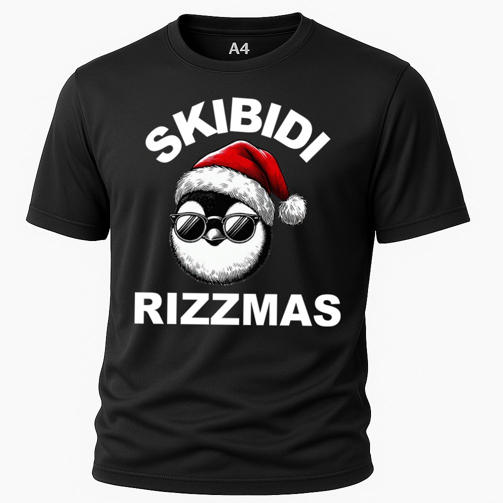 Skibidi Rizzmas Funny Christmas Penguin Cooling Performance Crew T-Shirt