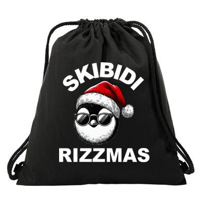 Skibidi Rizzmas Funny Christmas Penguin Drawstring Bag