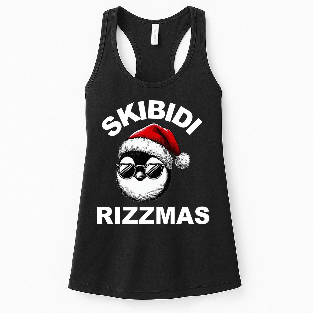 Skibidi Rizzmas Funny Christmas Penguin Womens Tank Top