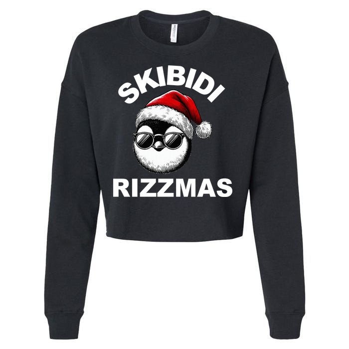 Skibidi Rizzmas Funny Christmas Penguin Cropped Pullover Crew