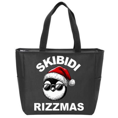 Skibidi Rizzmas Funny Christmas Penguin Zip Tote Bag