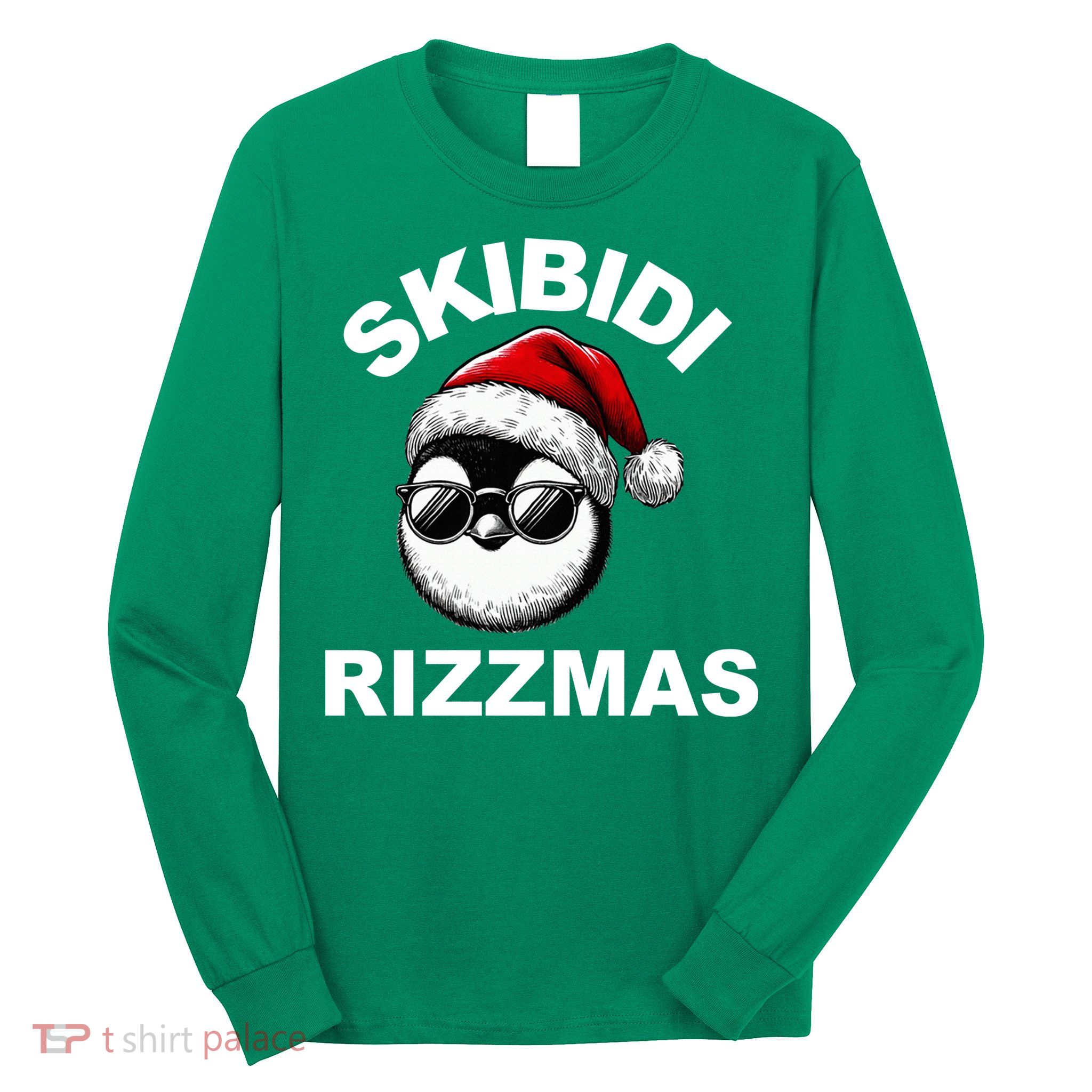 Skibidi Rizzmas Funny Christmas Penguin Long Sleeve Shirt