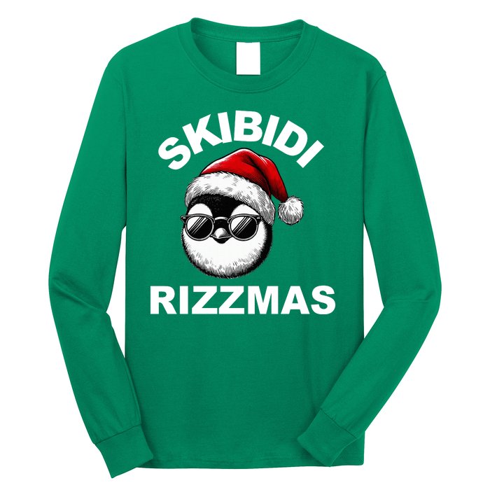 Skibidi Rizzmas Funny Christmas Penguin Long Sleeve Shirt