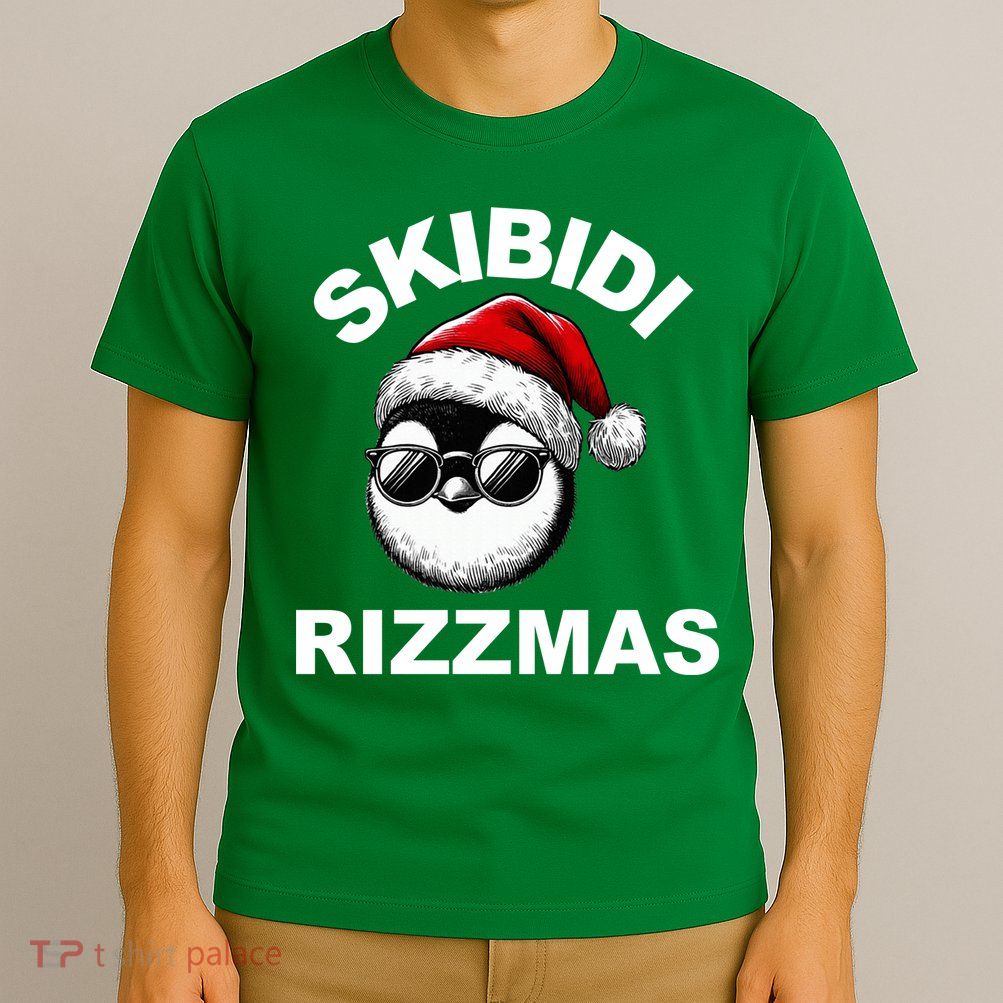 Skibidi Rizzmas Funny Christmas Penguin T-Shirt