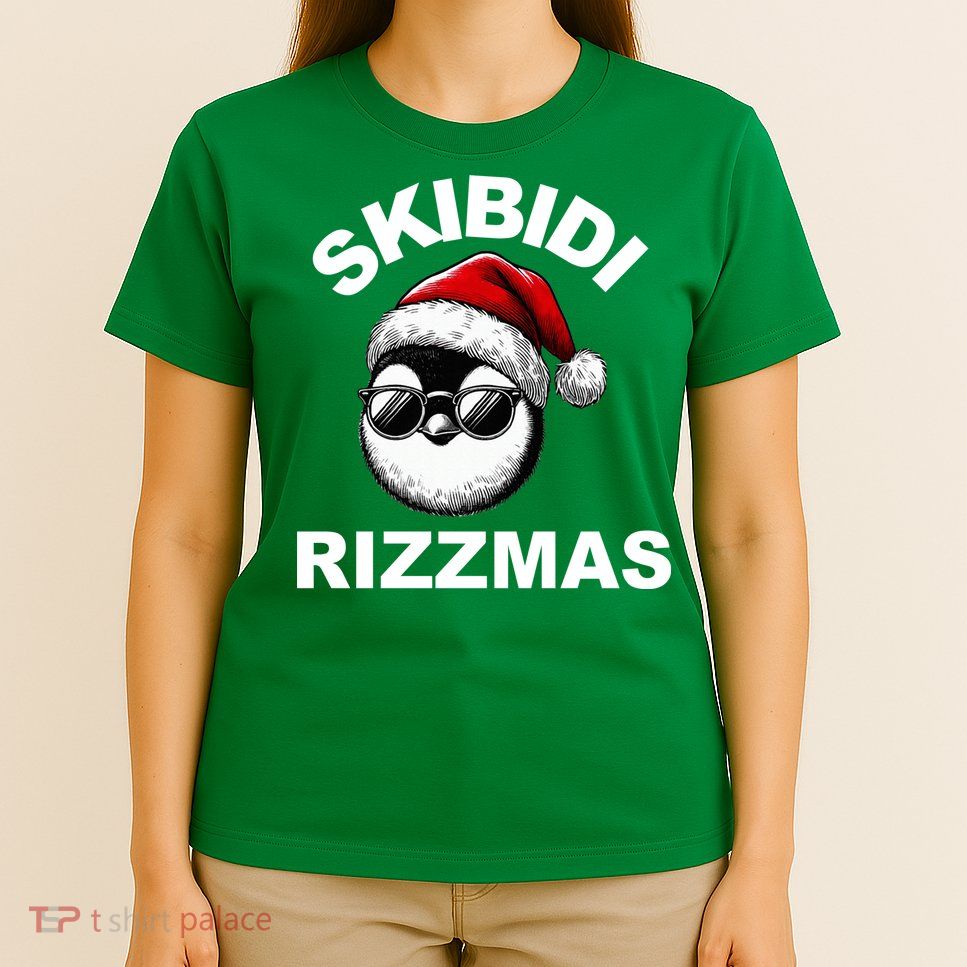 Skibidi Rizzmas Funny Christmas Penguin T-Shirt