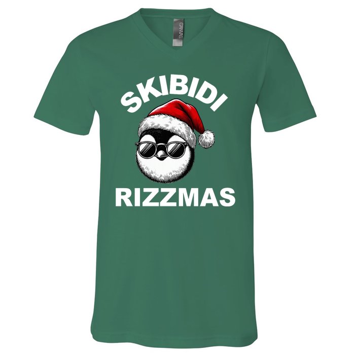 Skibidi Rizzmas Funny Christmas Penguin V-Neck T-Shirt