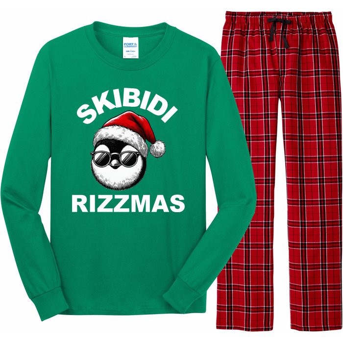 Skibidi Rizzmas Funny Christmas Penguin Long Sleeve Pajama Set