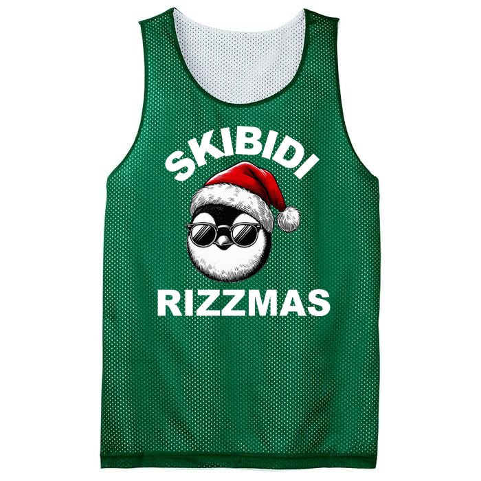 Skibidi Rizzmas Funny Christmas Penguin Mesh Reversible Basketball Jersey Tank