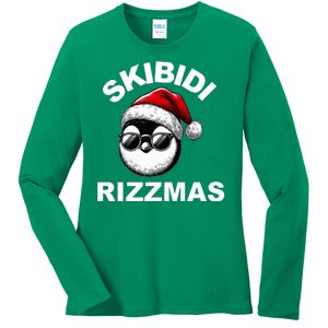 Skibidi Rizzmas Funny Christmas Penguin Ladies Long Sleeve Shirt