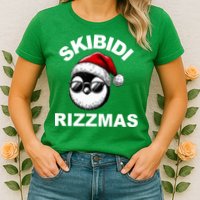 Skibidi Rizzmas Funny Christmas Penguin Womens T-Shirt
