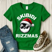 Skibidi Rizzmas Funny Christmas Penguin Womens T-Shirt