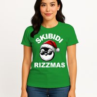 Skibidi Rizzmas Funny Christmas Penguin Womens T-Shirt