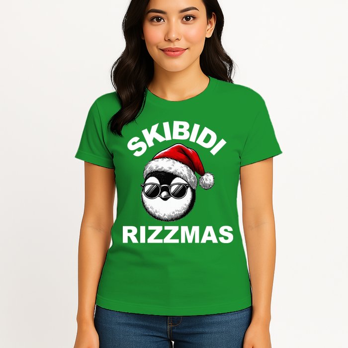 Skibidi Rizzmas Funny Christmas Penguin Womens T-Shirt