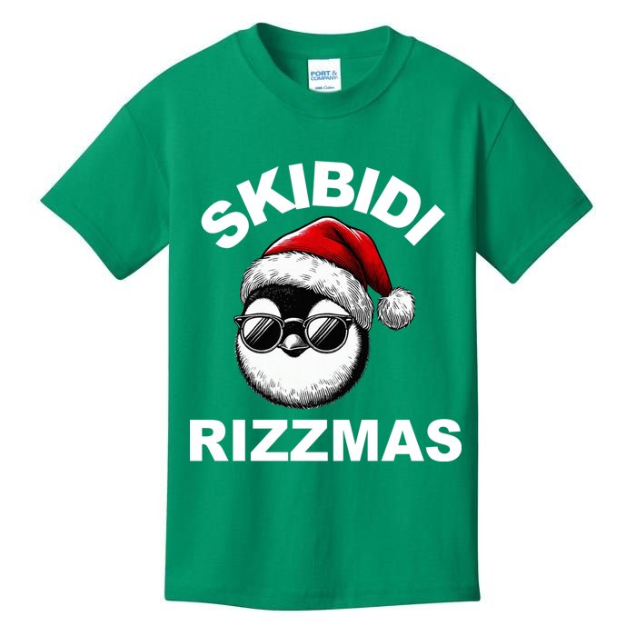 Skibidi Rizzmas Funny Christmas Penguin Kids T-Shirt