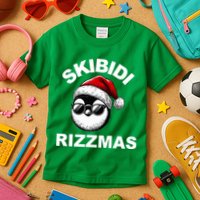 Skibidi Rizzmas Funny Christmas Penguin Kids T-Shirt