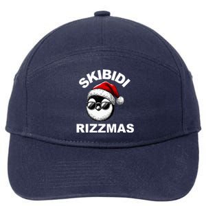 Skibidi Rizzmas Funny Christmas Penguin 7-Panel Snapback Hat