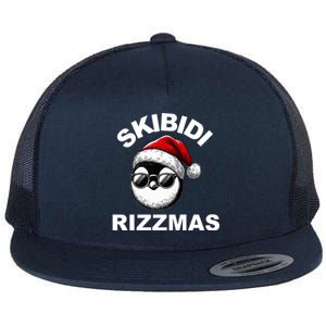 Skibidi Rizzmas Funny Christmas Penguin Flat Bill Trucker Hat