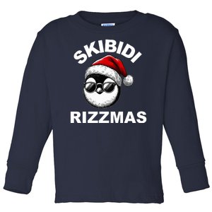 Skibidi Rizzmas Funny Christmas Penguin Toddler Long Sleeve Shirt