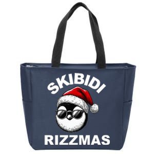 Skibidi Rizzmas Funny Christmas Penguin Zip Tote Bag