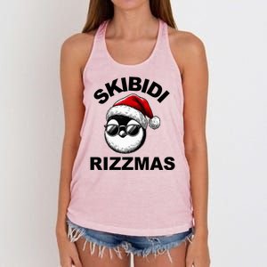 Skibidi Rizzmas Funny Christmas Penguin Women's Knotted Racerback Tank