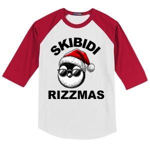 Skibidi Rizzmas Funny Christmas Penguin Kids Colorblock Raglan Jersey