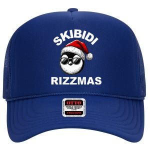 Skibidi Rizzmas Funny Christmas Penguin High Crown Mesh Back Trucker Hat