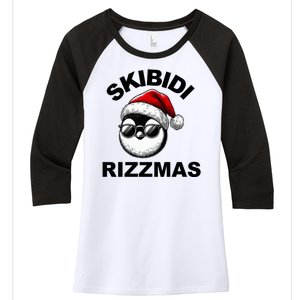 Skibidi Rizzmas Funny Christmas Penguin Women's Tri-Blend 3/4-Sleeve Raglan Shirt