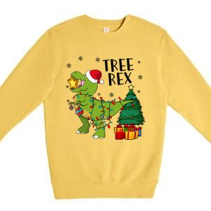 Santasaurus Rex Funny Dinosaur Chrismas Tree Rex Cool Gift Premium Crewneck Sweatshirt