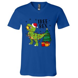 Santasaurus Rex Funny Dinosaur Chrismas Tree Rex Cool Gift V-Neck T-Shirt