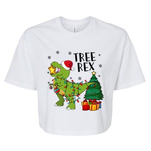 Santasaurus Rex Funny Dinosaur Chrismas Tree Rex Cool Gift Bella+Canvas Jersey Crop Tee