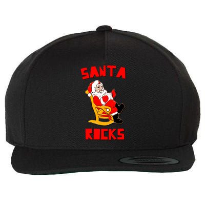 Santa Rocks Funny Christmas Wool Snapback Cap