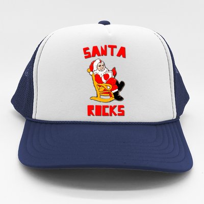 Santa Rocks Funny Christmas Trucker Hat