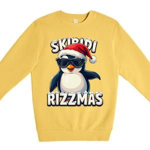 Skibid.I Rizzmas Funny Gen Alpha Slang Christmas Penguin Premium Crewneck Sweatshirt