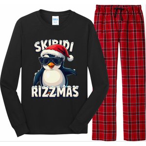 Skibid.I Rizzmas Funny Gen Alpha Slang Christmas Penguin Long Sleeve Pajama Set