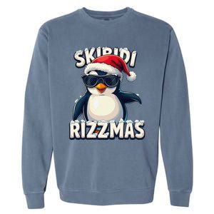 Skibid.I Rizzmas Funny Gen Alpha Slang Christmas Penguin Garment-Dyed Sweatshirt