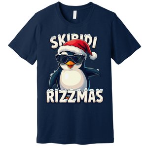 Skibid.I Rizzmas Funny Gen Alpha Slang Christmas Penguin Premium T-Shirt